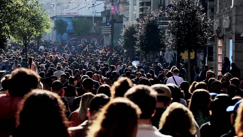 Crowded population street walk tourism background.  Istanbul 1 January 2023
