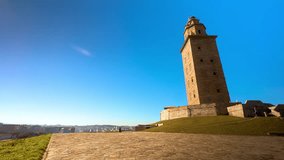 Hercules Tower, A Coruna, Galicia, Spain. High quality 4k footage