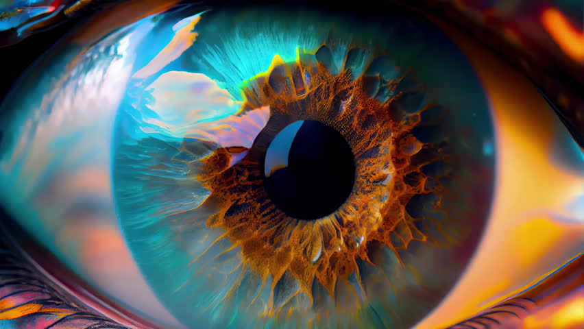 Cinemagraph of The animated green color eyeball with the part of the eye moving
