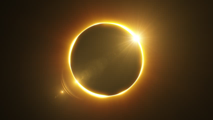Total Solar Eclipse Looped 3d Animation. Glowing Bright Eclipse with Gold Light Rays Seamless. Moon Covers the Sun. Science Concept 4k Ultra HD 3840x2160.  Royalty-Free Stock Footage #1101119815