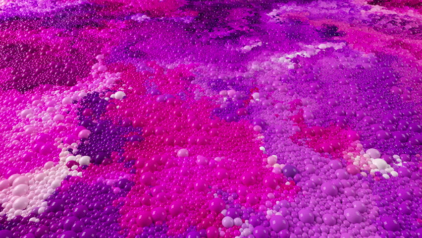 Abstract liquid video background 4k.  3d rendering of spherical particles moving in multicolored swirling flows. Magenta and violet bubbles balls  floating in colorful intertwining mixing streams.
 | Shutterstock HD Video #1101128909