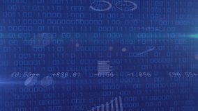 Animation of data processing over stock market and binary coding. Global business, finances and digital interface concept digitally generated video. - Powered by Shutterstock - Get 15% off with code: PIKWIZARD15