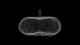 3D pumpkin rotates on black bg. Object dissolved white flickering particles 60 FPS. Business advertising backdrop. Science concept. For title, text, presentation. 3D animation. - Powered by Shutterstock - Get 15% off with code: PIKWIZARD15