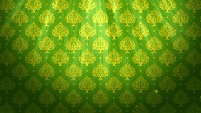 4K Luxury Thai pattern green and gold theme background. Lai Thai element pattern animation