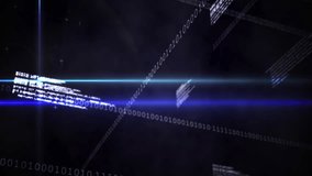 Animation of binary coding and financial data processing over grid on dark background. Global business, finances, computing and data processing concept digitally generated video. - Powered by Shutterstock - Get 15% off with code: PIKWIZARD15