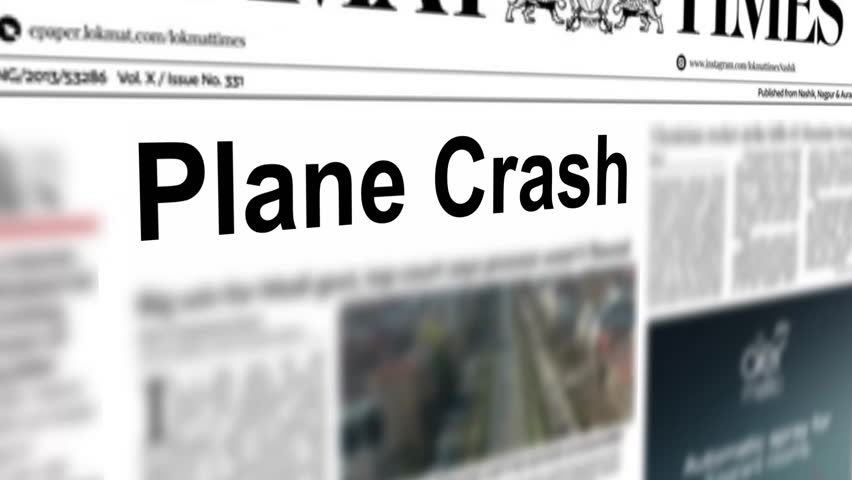New York City, USA - Mar 1 2023: Plane crash headline printing on economy and business newspapers concept.