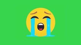 Emoji Crying Animated Icon. 4k Animated Icon on Green Screen Background.