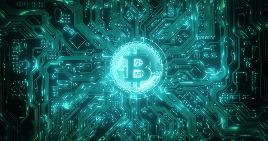Bitcoin, cryptocurrency and digital circuit with technology abstract, cloud computing and future background. Blockchain, cyber and fintech with global, finance and futuristic big data network Royalty-Free Stock Footage #1101149097