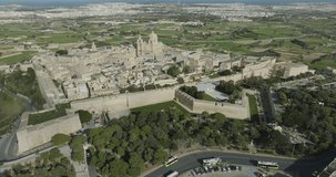 Mdina Malta Aerial Footage of in 4K High Definition. Malta Drone Aerial Scene