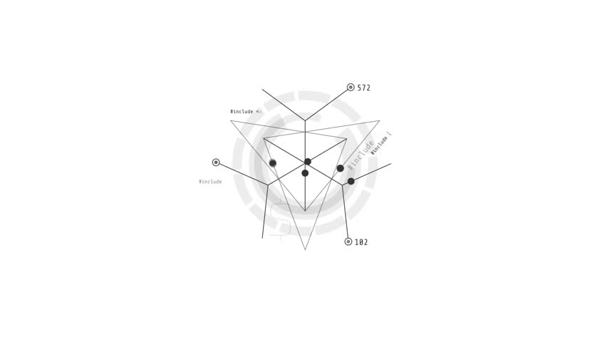 Looped animation of a combination of triangles and lines HUD element.