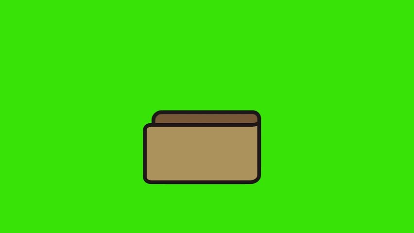 Wallet stacks money on green background. 4K Video motion graphic animation (Chroma key). Royalty-Free Stock Footage #1101162513
