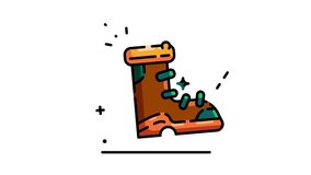Boots Filled Animated Icon. Hiking and Adventure Icon Concept Isolated on White Background. 4K Ultra HD Loop Video Motion Graphic Animation.