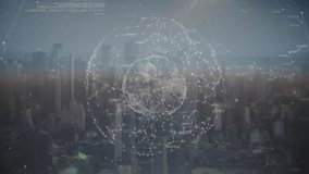 Animation of globe and data processing over cityscape. Global business, finance and data processing concept digitally generated video. - Powered by Shutterstock - Get 15% off with code: PIKWIZARD15