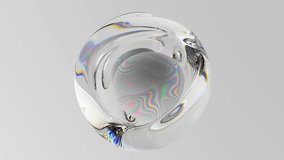 3d render abstract art video animation with surreal glass sphere or ball in deformation transformation process with dispersion rainbow color spectrum prism effect on isolated grey background - Powered by Shutterstock - Get 15% off with code: PIKWIZARD15