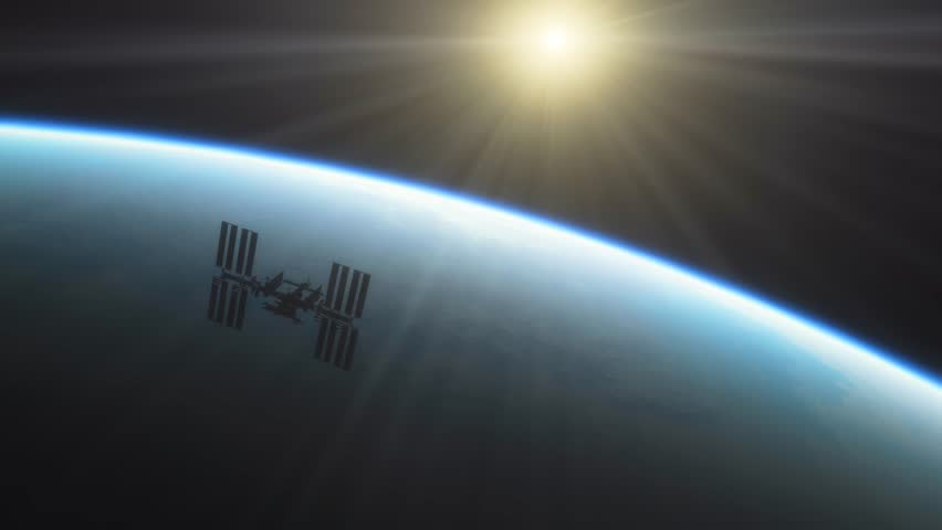 International Space Station ISS Floating in Orbit above Planet Earth in outer space