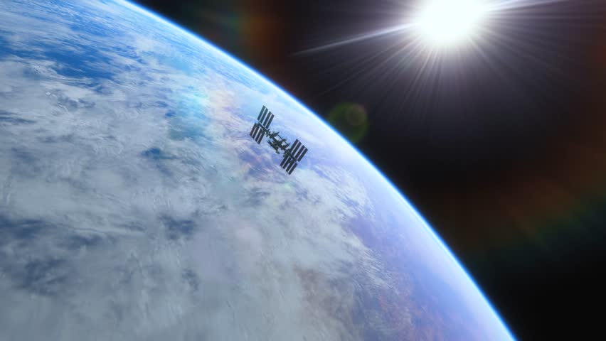 International Space Station ISS Floating in Orbit above Planet Earth in outer space