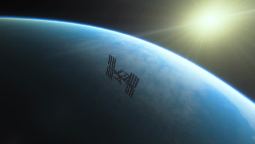 International Space Station ISS Floating in Orbit above Planet Earth in outer space