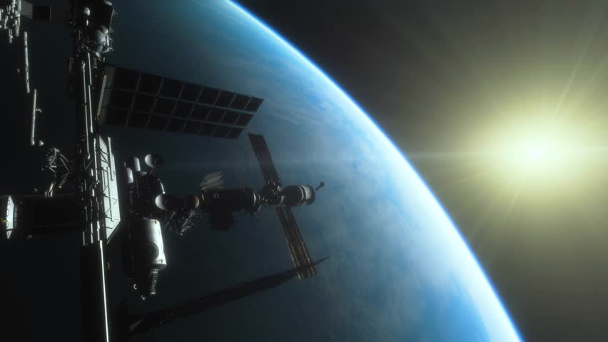 International Space Station ISS Floating in Orbit above Planet Earth in outer space | Shutterstock HD Video #1101188687