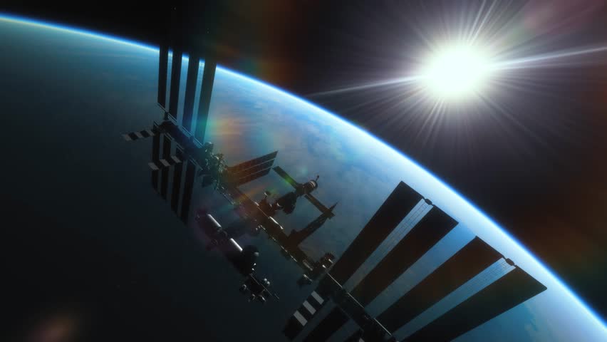 International Space Station ISS Floating in Orbit above Planet Earth in outer space