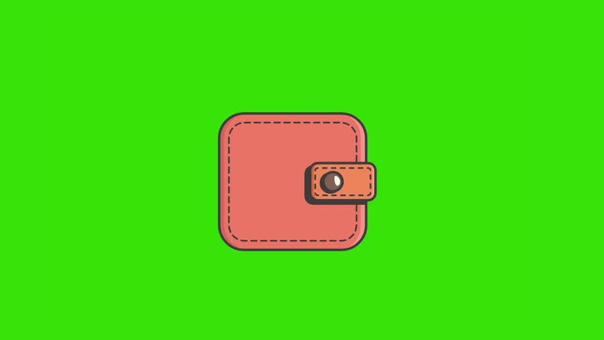 Wallet stacks money on green background. 4K Video motion graphic animation (Chroma key). Royalty-Free Stock Footage #1101197619