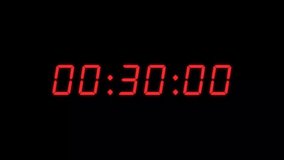 6-digits 30 seconds digital clock countdown timer. Red digits on black colour bg. Retro digital alarm clock, count-down concept - Powered by Shutterstock - Get 15% off with code: PIKWIZARD15