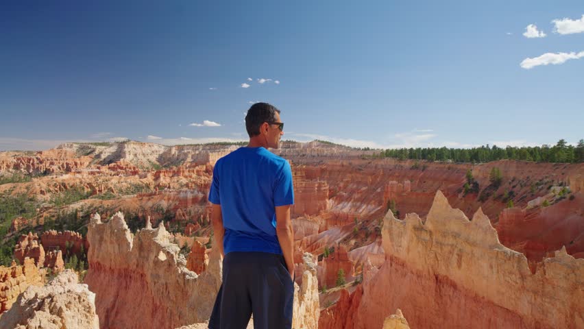 Hiker watching Beautiful view in Bryce Canyon National Park is a located in southwestern Utah in the United States
