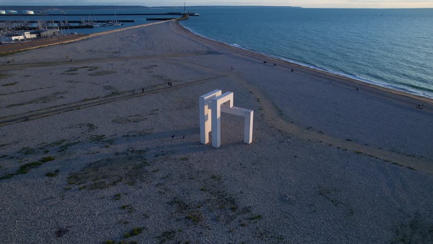 Le Havre , France - 02 27 2023: Iconic Sculpture By Lang And Baumann On The Beach