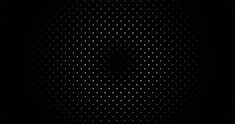 4k dynamic circular seamless looping animation. Moving circles with little rhombus dots on transparent background (alpha channel). 
Abstract dotted animated gradient. 3d Halftone style motion design Video de stock