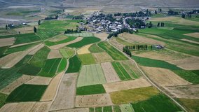Drone video of Erzurum plain ,vast meadows, fields, mountains. for agriculture