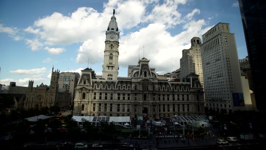 Philadelphia, PA Time Lapse of City Hall - Center City Timelapse During Day