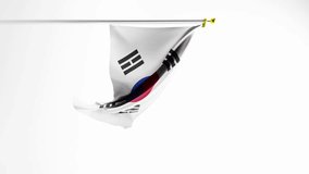 Loopable shot of waving flag of South Korea on white background; 3D render vertical - Powered by Shutterstock - Get 15% off with code: PIKWIZARD15