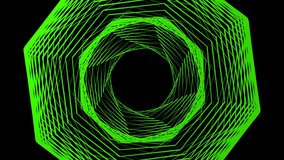 abstract green color geometric polygon wave line on isolated motion black background