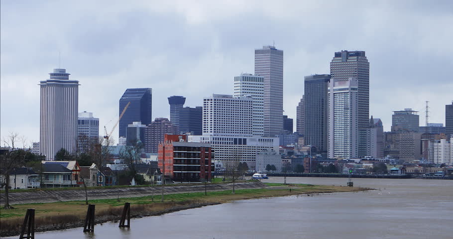 View of the skyline of New Orleans, Louisiana, United States 4k