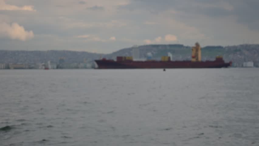 obsolete large ship sailing on the sea