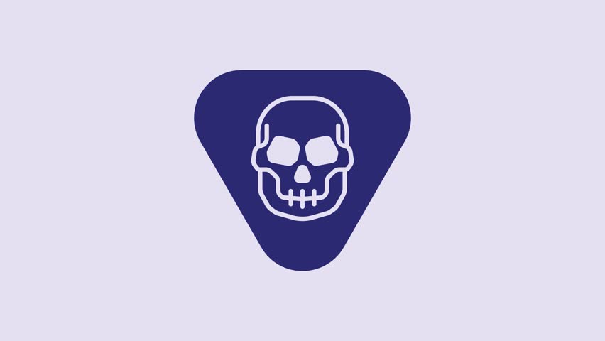 Blue Guitar pick icon isolated on purple background. Musical instrument. 4K Video motion graphic animation.