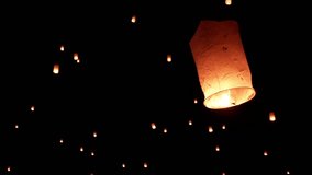 Thousands of glowing sky lanterns are released into the night sky to wish for good luck as part of a lantern festival. - Powered by Shutterstock - Get 15% off with code: PIKWIZARD15