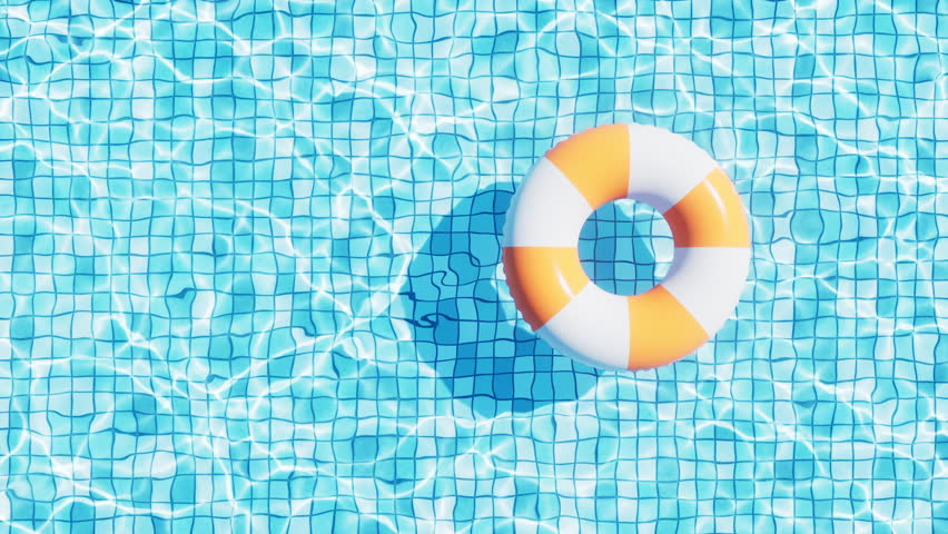 Loop animation of inflatable swimming ring, 3d rendering. Digital drawing.