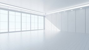 White empty room video, 3d rendering. Digital drawing.