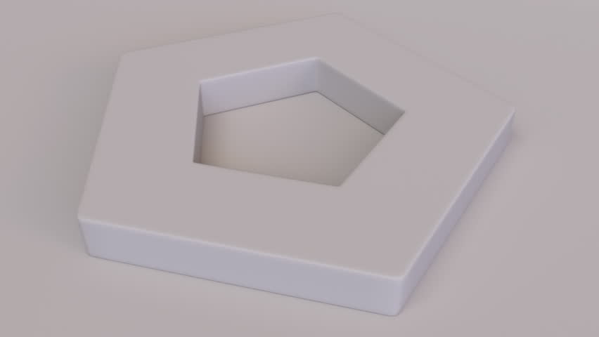 A 3D shot of a pentagon with a white background