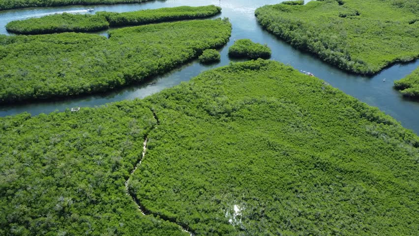 Aerial view of part of the island of Key Largo in southern Florida, United States