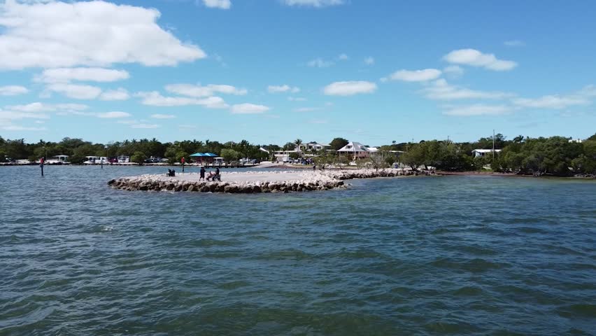 Aerial view of part of the island of Key Largo in southern Florida, United States