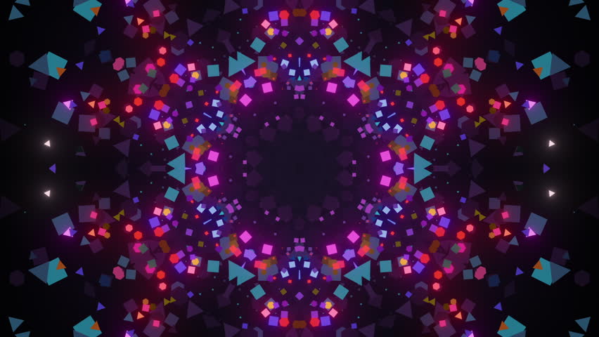 Glowing shapes Kaleidoscope visual loop for concert, night club, music video, events, show, fashion, holiday, exhibition, LED screens and projection mapping. | Shutterstock HD Video #1101269719