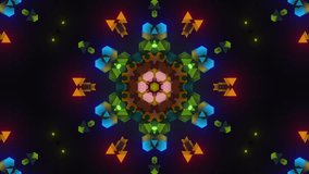 Dancing Kaleidoscope visual loop for concert, night club, music video, events, show, fashion, holiday, exhibition, LED screens and projection mapping.