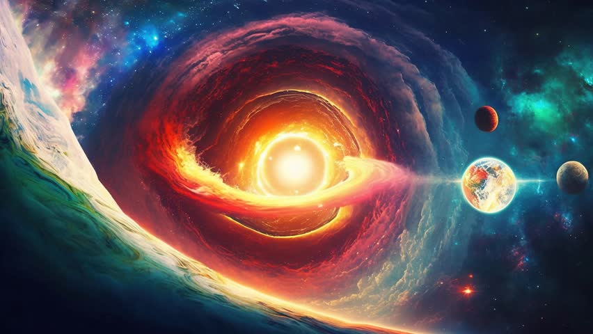Black Hole inside Shining Nebula Deep Space Galaxy Stardust, Looped Animation