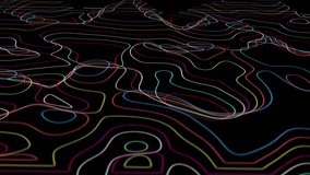 Abstract animated outline topographic contour map. Moving waves on black background. Flowing, changing, morphing landscape with contour lines.  - Powered by Shutterstock - Get 15% off with code: PIKWIZARD15