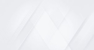 4k Elegant light grey white seamless looped background. Diagonal white stripes animation. Digital minimal geometric 3d BG. Silver rhombus lines. Premium luxury design template. Animated smooth patter