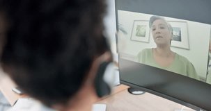 Video call, doctor and sick patient on screen for allergy, covid or healthcare advice, assessment and support in virtual communication. Telehealth women, zoom call consulting and senior allergies