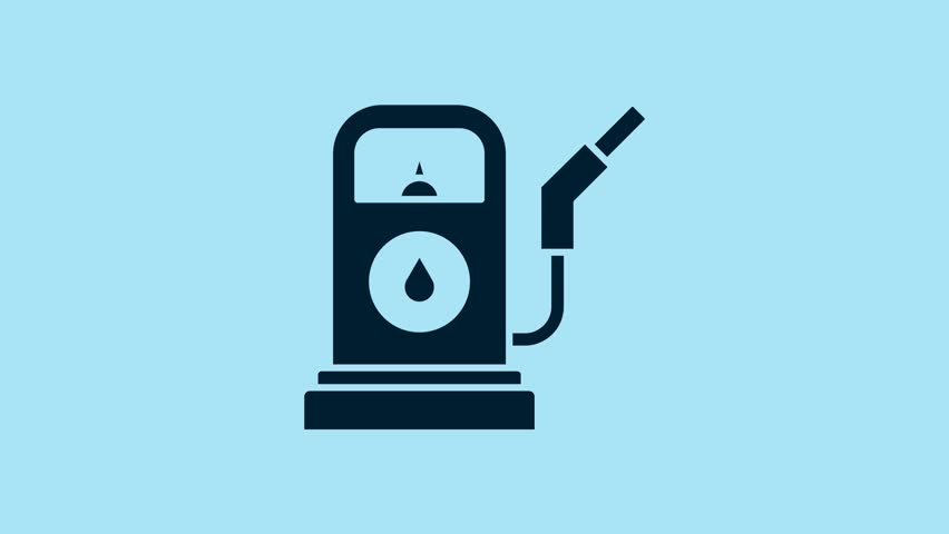 Blue Petrol or Gas station icon isolated on blue background. Car fuel symbol. Gasoline pump. 4K Video motion graphic animation. | Shutterstock HD Video #1101281647