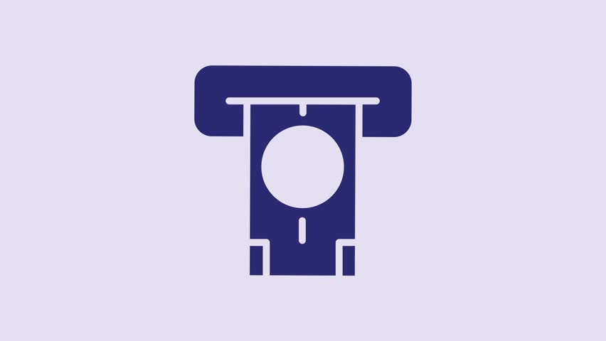Blue ATM - Automated teller machine and money icon isolated on purple background. 4K Video motion graphic animation. | Shutterstock HD Video #1101282231