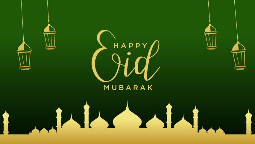 Happy Eid Mubarak animation text with luxury background. Great for video introduction 4K Footage and use as a card for the celebration of Ramadan Kareem celeation in Muslim community. | Shutterstock HD Video #1101293063
